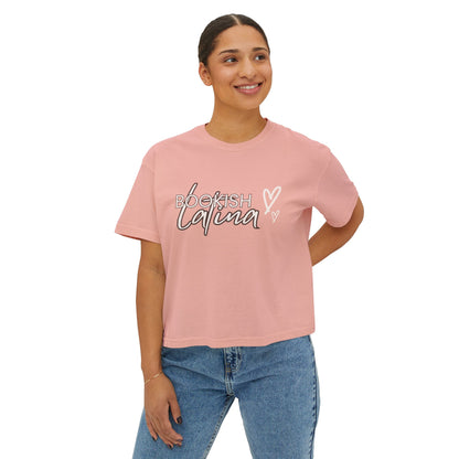 Boxy Tee Bookish Latina with Hearts Shirt