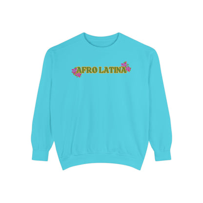 Sweatshirt - Afro Latina Belleza Latina Afro with Flowers Print