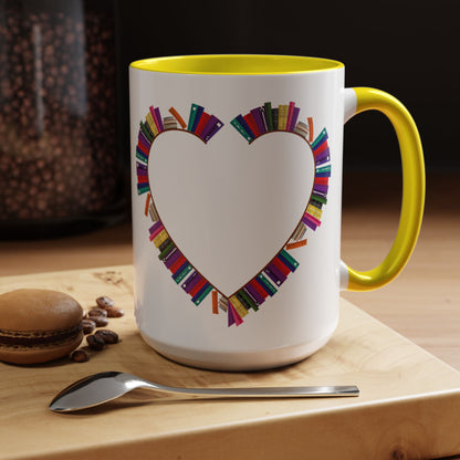 Mug Big Heart Made of Books Coffee Mug (11, 15oz)