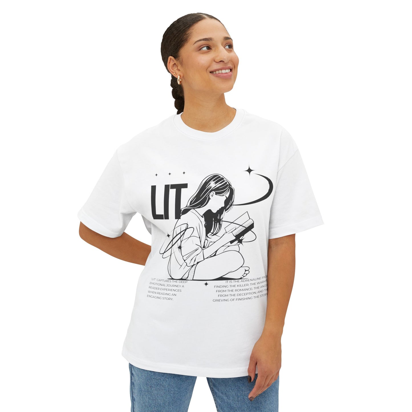 Boxy Tee - Girl Reading LIT Design