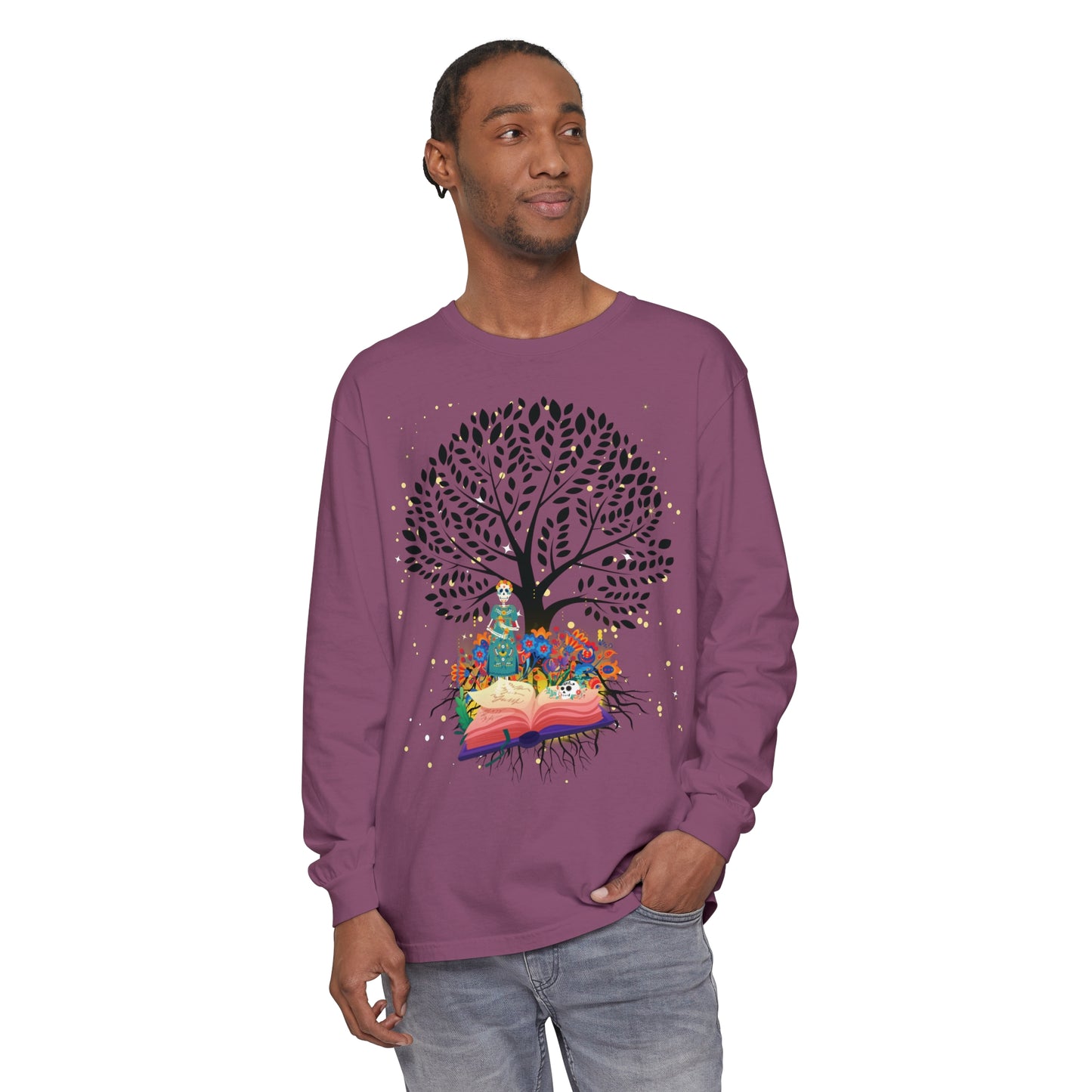 Long Sleeve T-Shirt - Magical Tree with Catrina and Roots Design