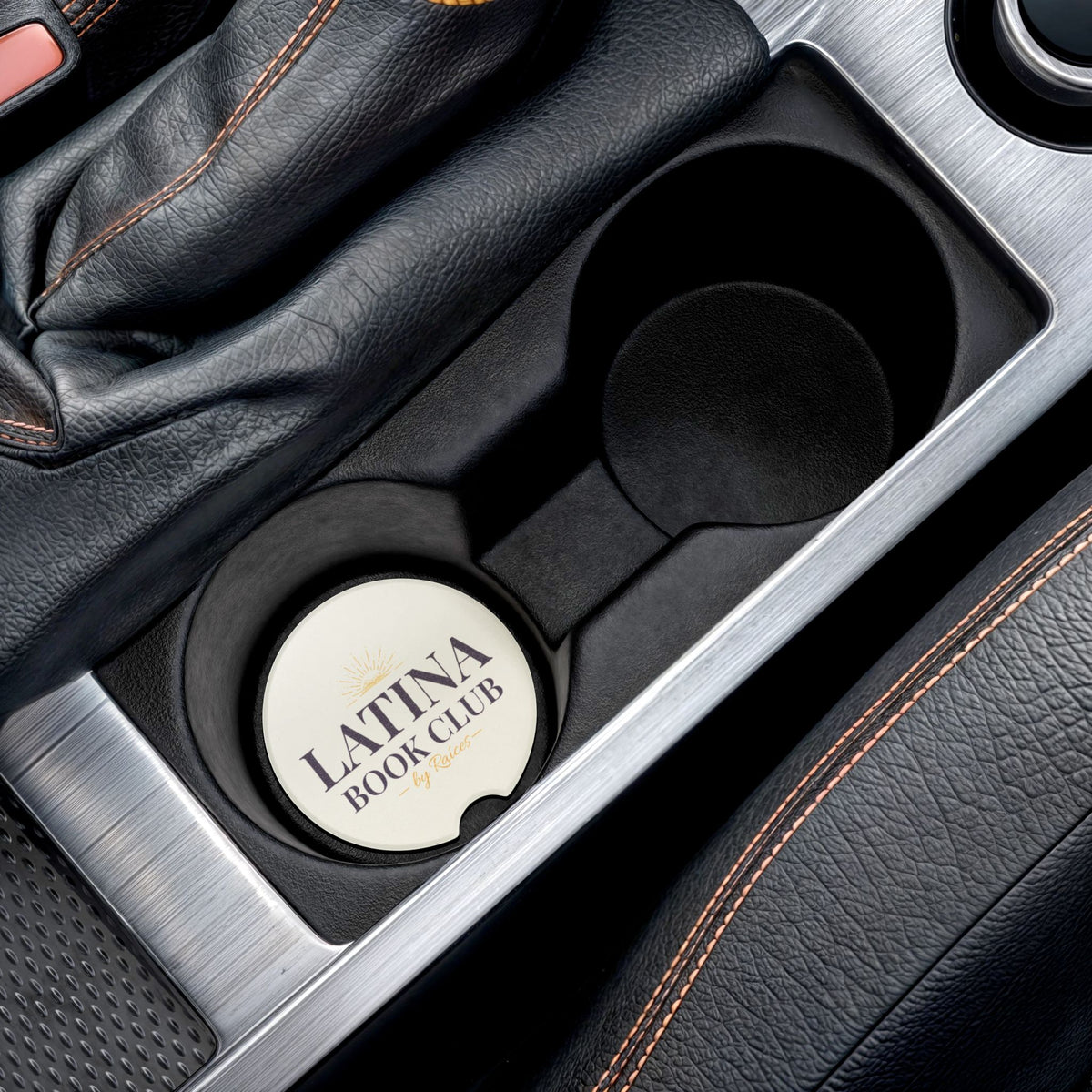 Soapstone Car Coaster — "Latina Book Club" Printed Car Cup Holder Insert