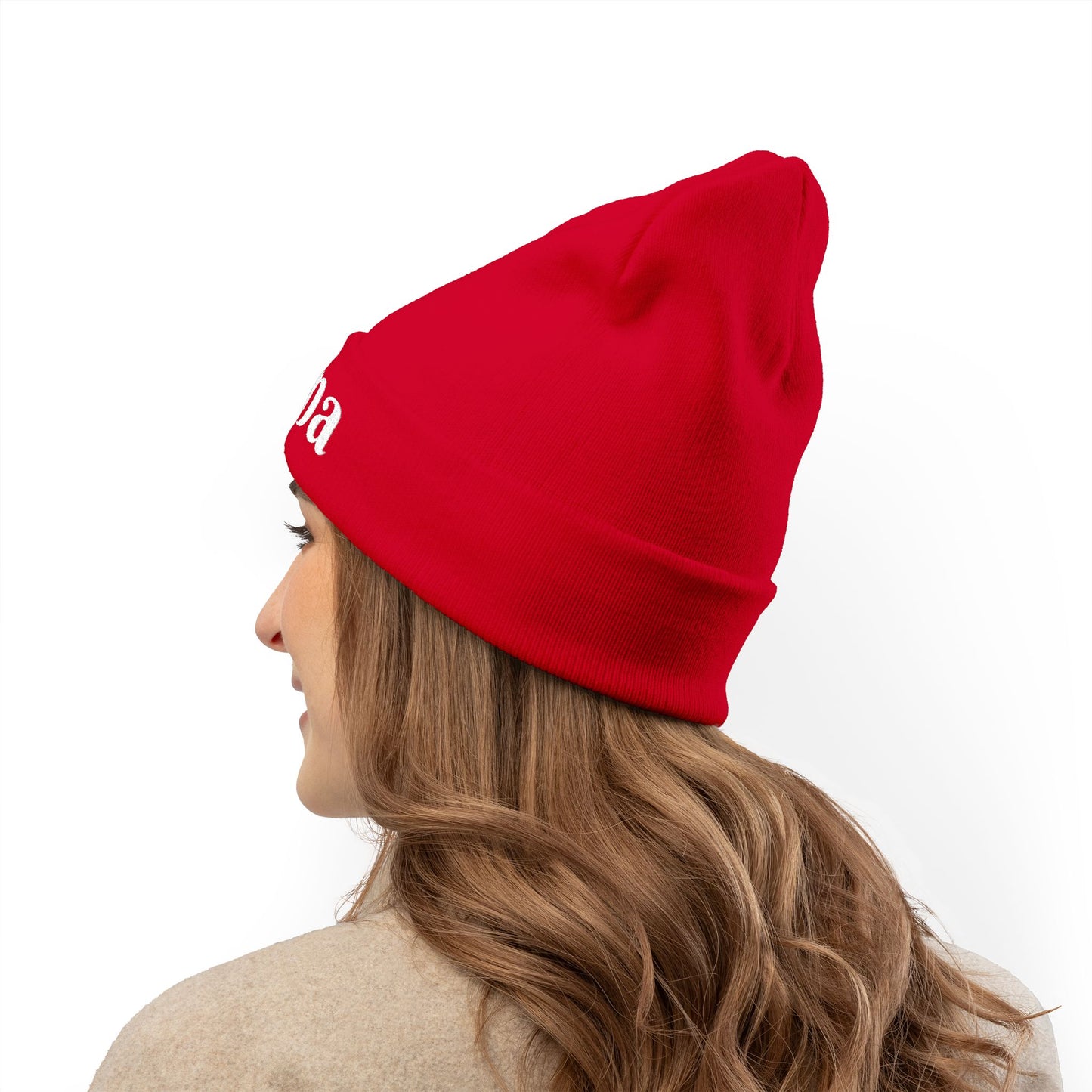 Chic Embroidered Knit Beanie - Stylish Winter Accessory for Trendsetters, Perfect Gift for Latina Pride, Cozy Headwear for Every Occasion