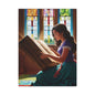 Canvas Wall Art - Latina Reading Magical Book in Library