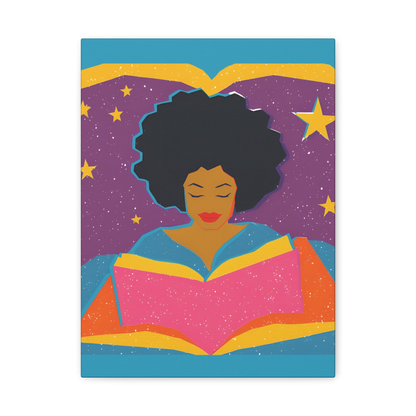 Canvas Print Afro Latina Reading Wall Art