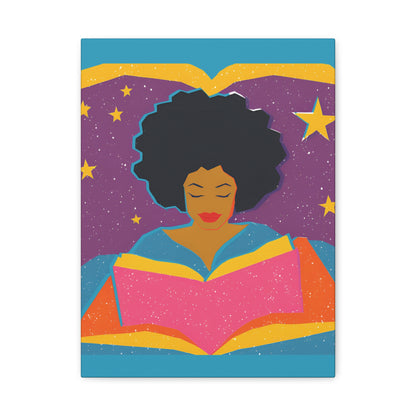 Canvas Print Afro Latina Reading Wall Art