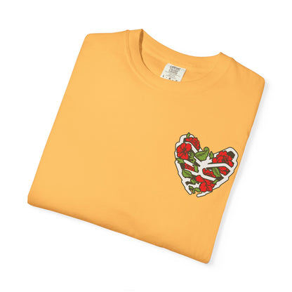 Unisex Garment-Dyed T-shirt - Autentico, Chingon Latino with Calavera Heart
