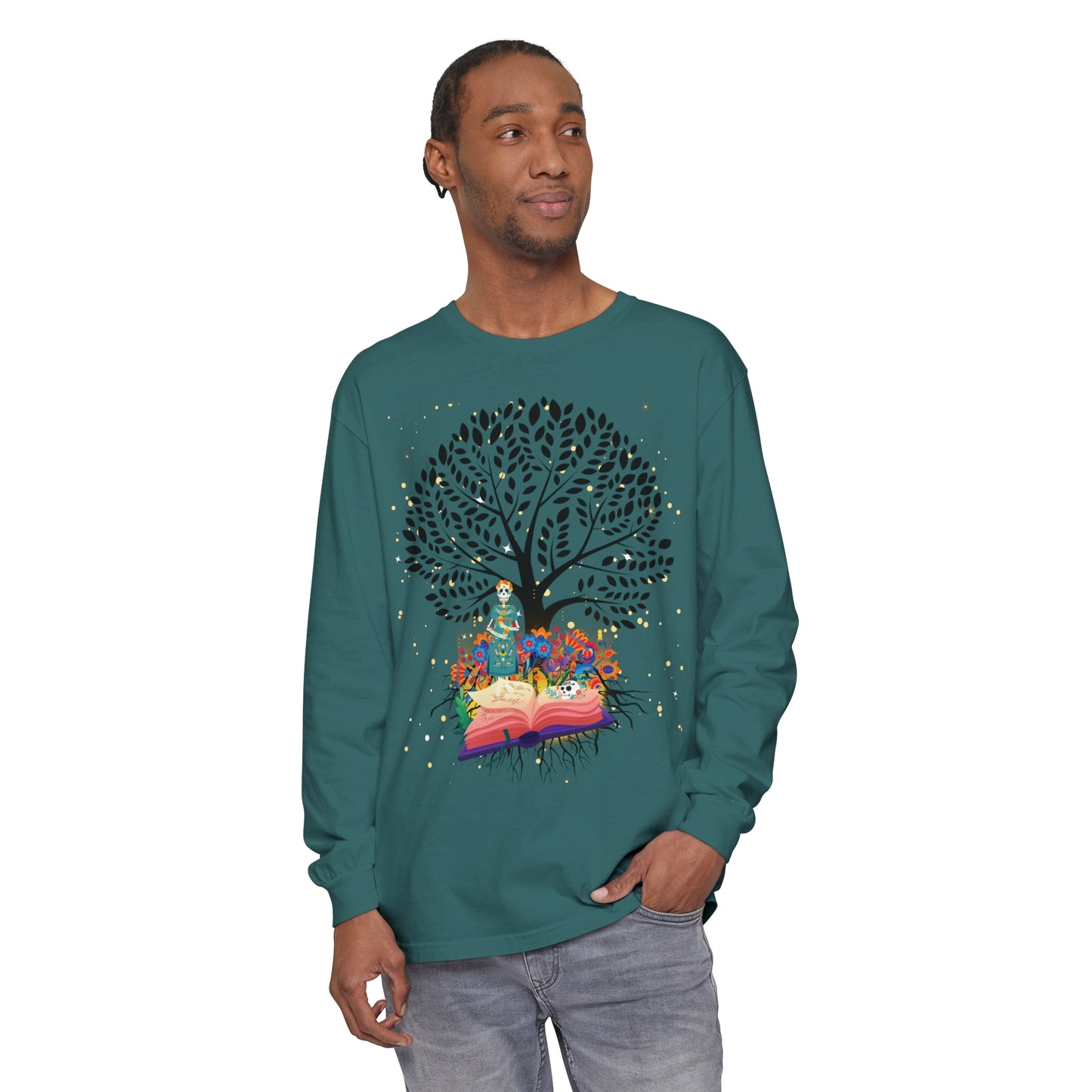 Long Sleeve T-Shirt - Magical Tree with Catrina and Roots Design