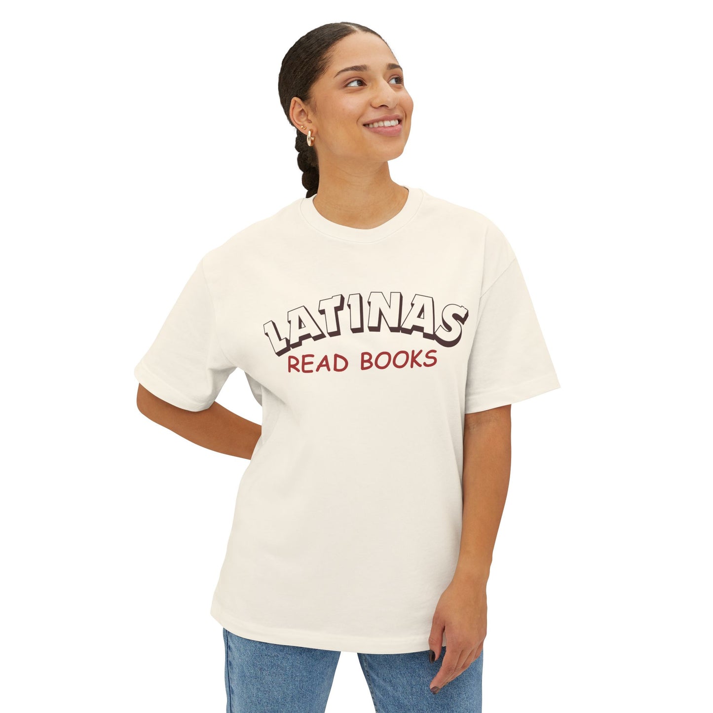 Latinas Read Books Unisex Oversized Boxy TShirt