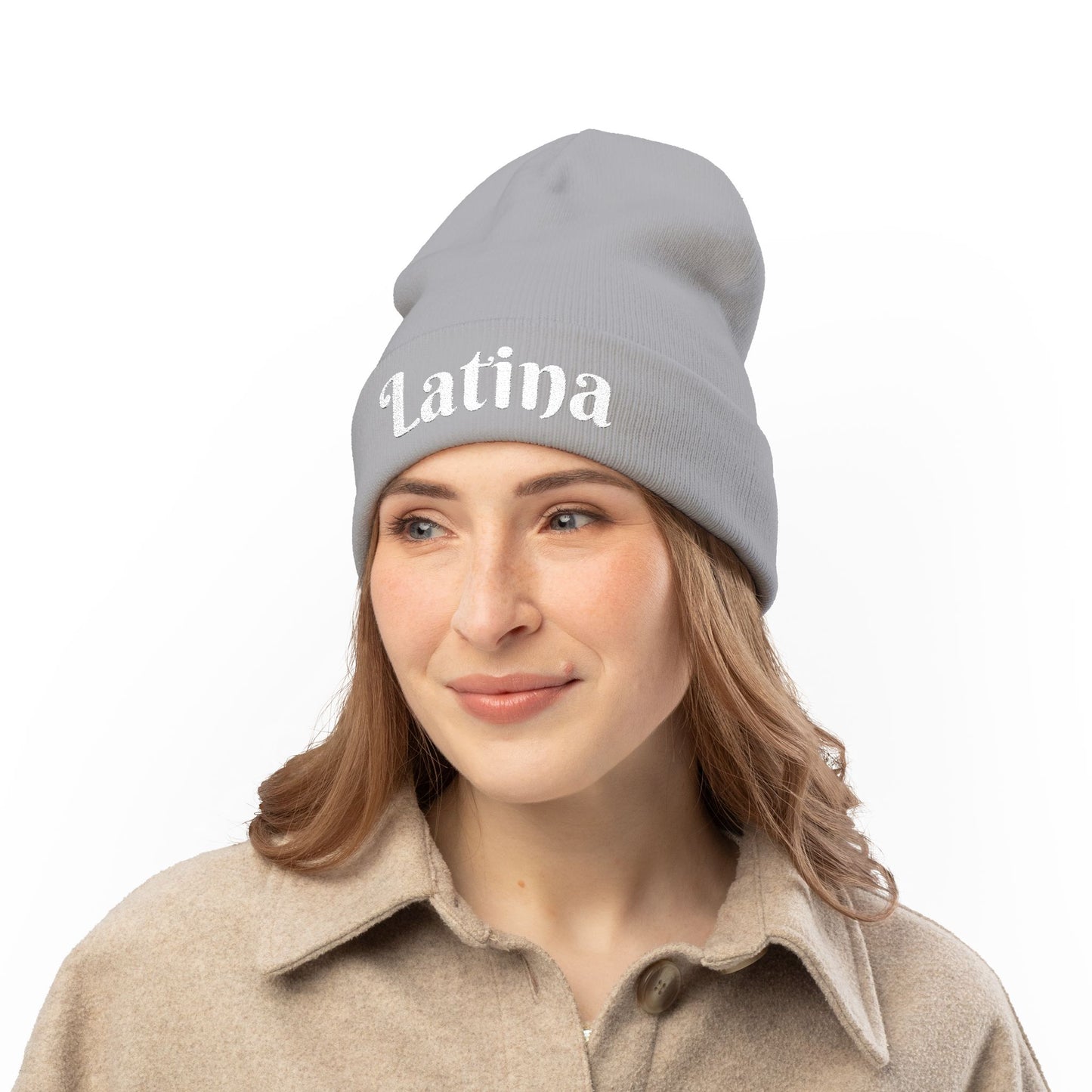 Chic Embroidered Knit Beanie - Stylish Winter Accessory for Trendsetters, Perfect Gift for Latina Pride, Cozy Headwear for Every Occasion