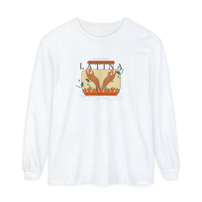 Unisex Long Sleeve Shirt - Raíces de Lucha, Flores de Esperanza Latina Quetzal Birds Design