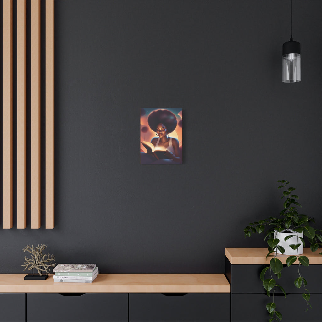 Canvas Wall Art Afro Latina Reading Magical Book