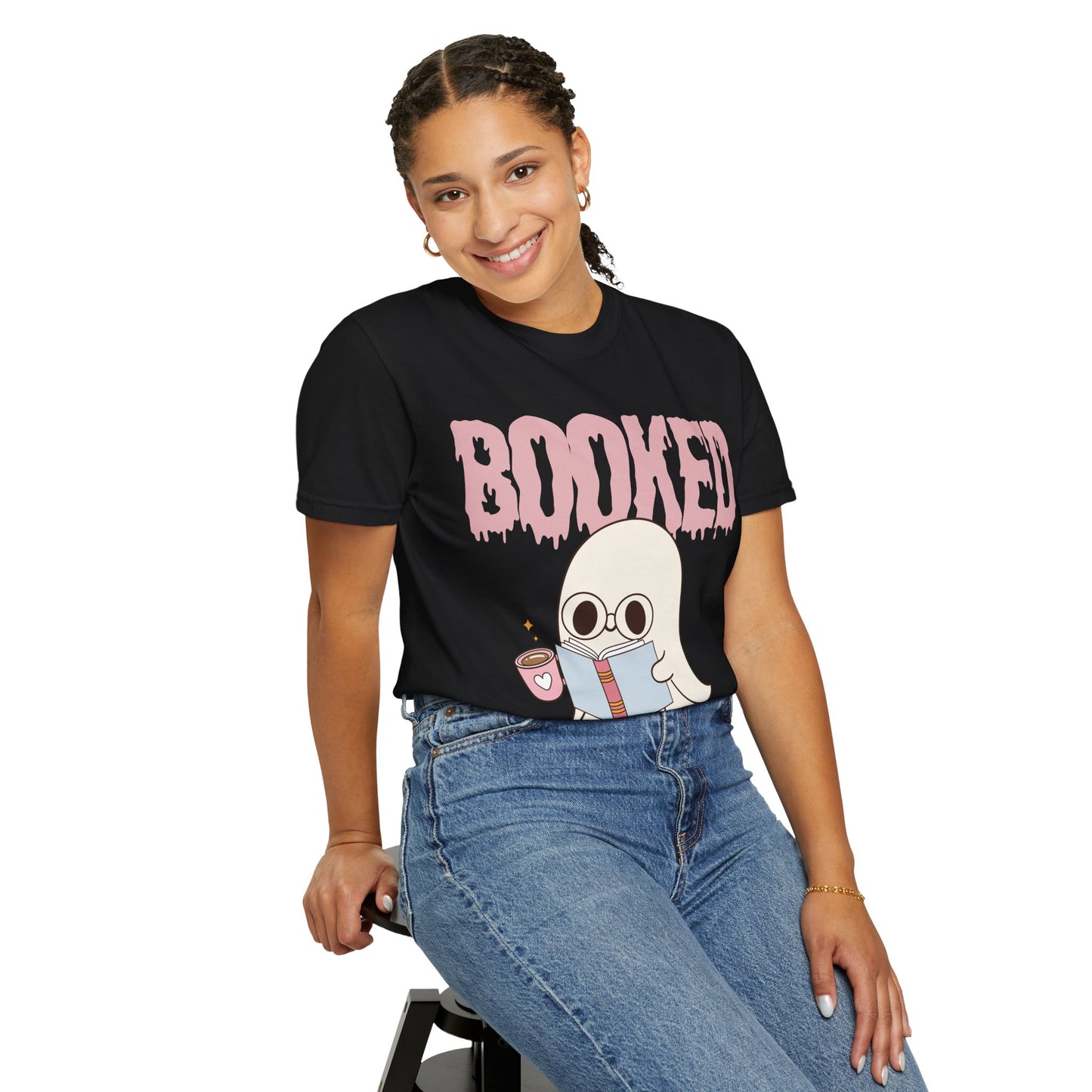 Booked Ghost with Coffee Unisex T-shirt
