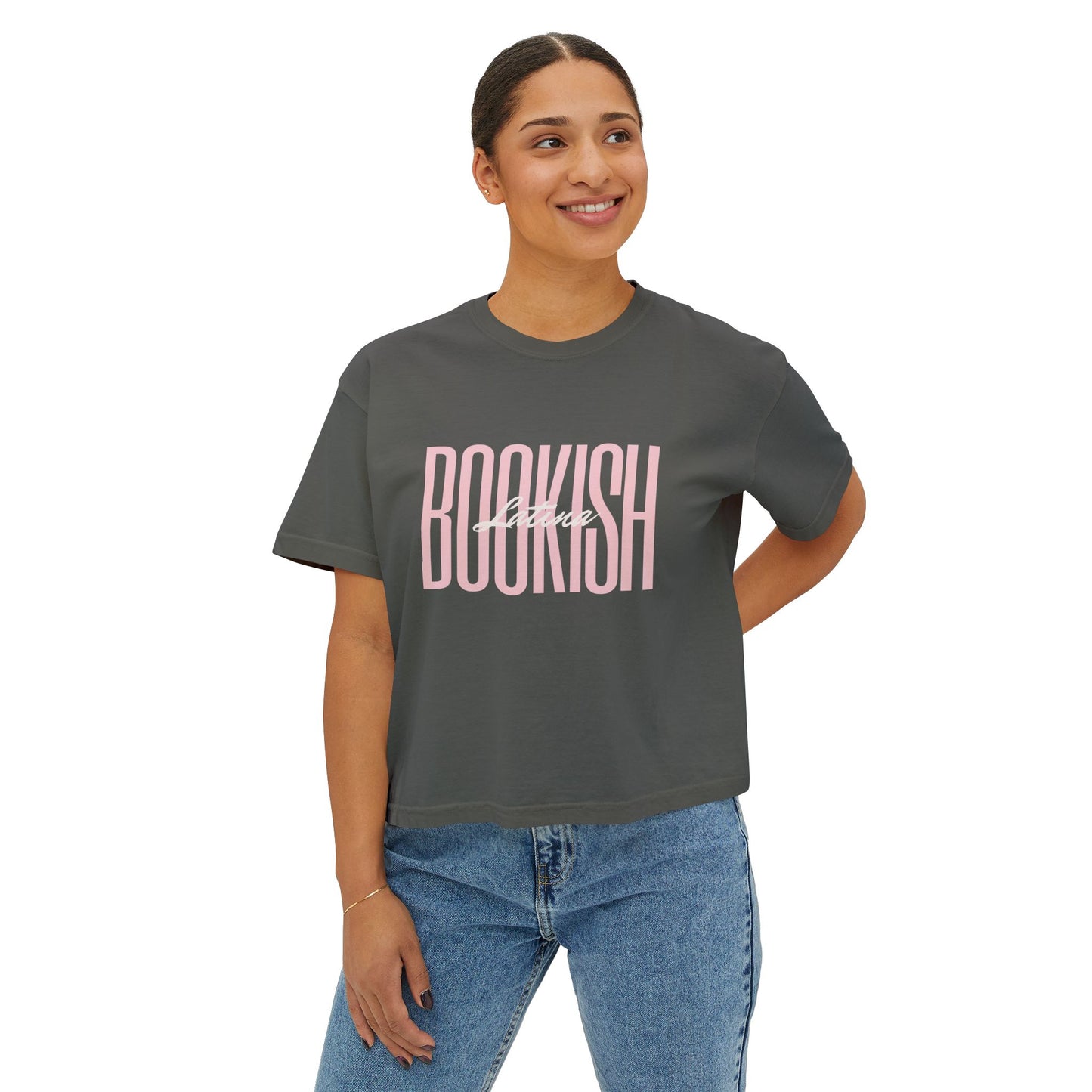 Boxy Tee - Bookish Latina Graphic Shirt for Women