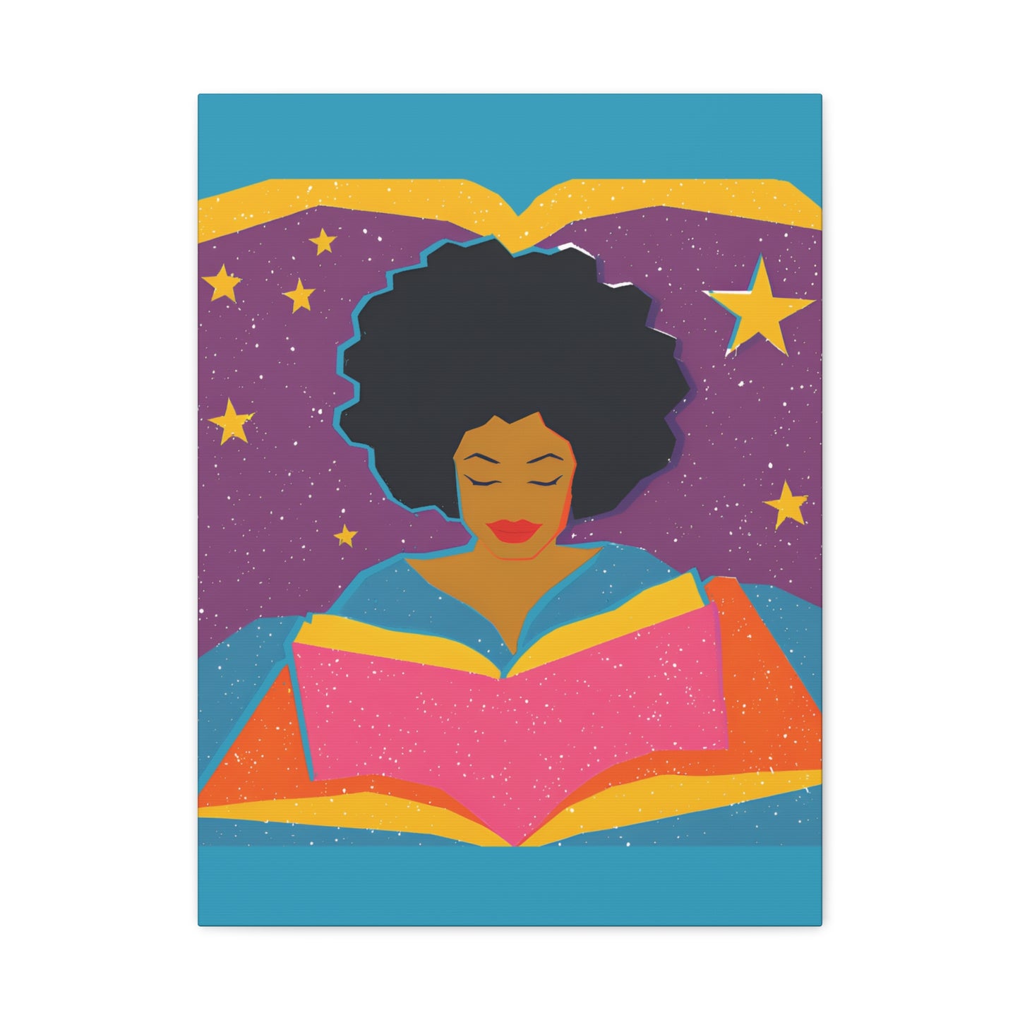 Canvas Print Afro Latina Reading Wall Art