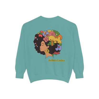 Sweatshirt - Afro Latina Belleza Latina Afro with Flowers Print