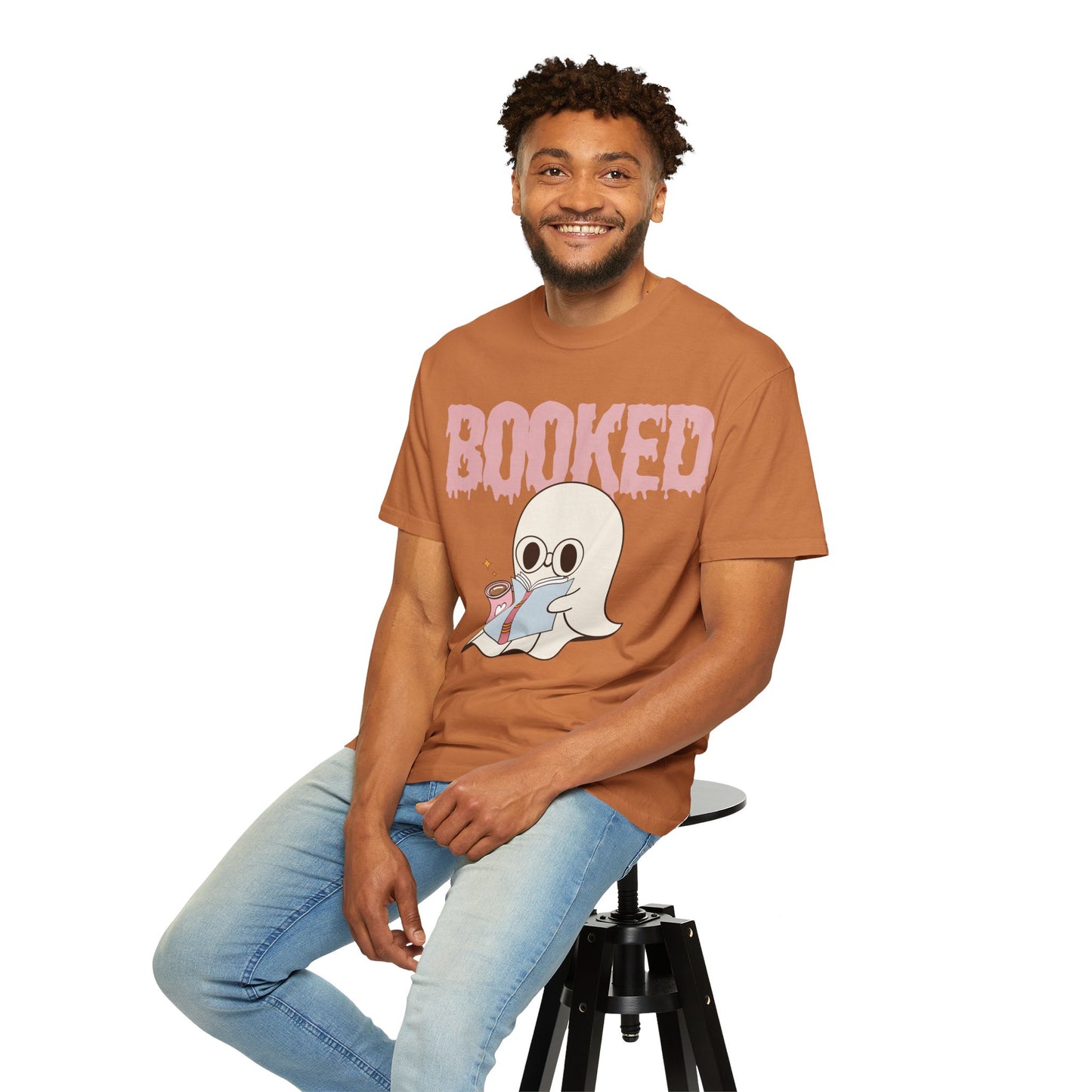 Booked Ghost with Coffee Unisex T-shirt