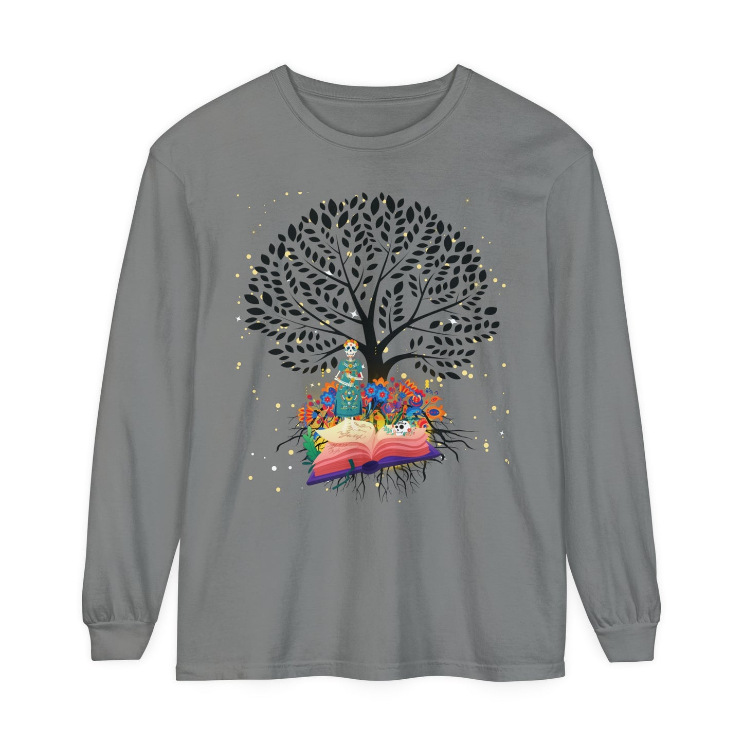 Long Sleeve T-Shirt - Magical Tree with Catrina and Roots Design