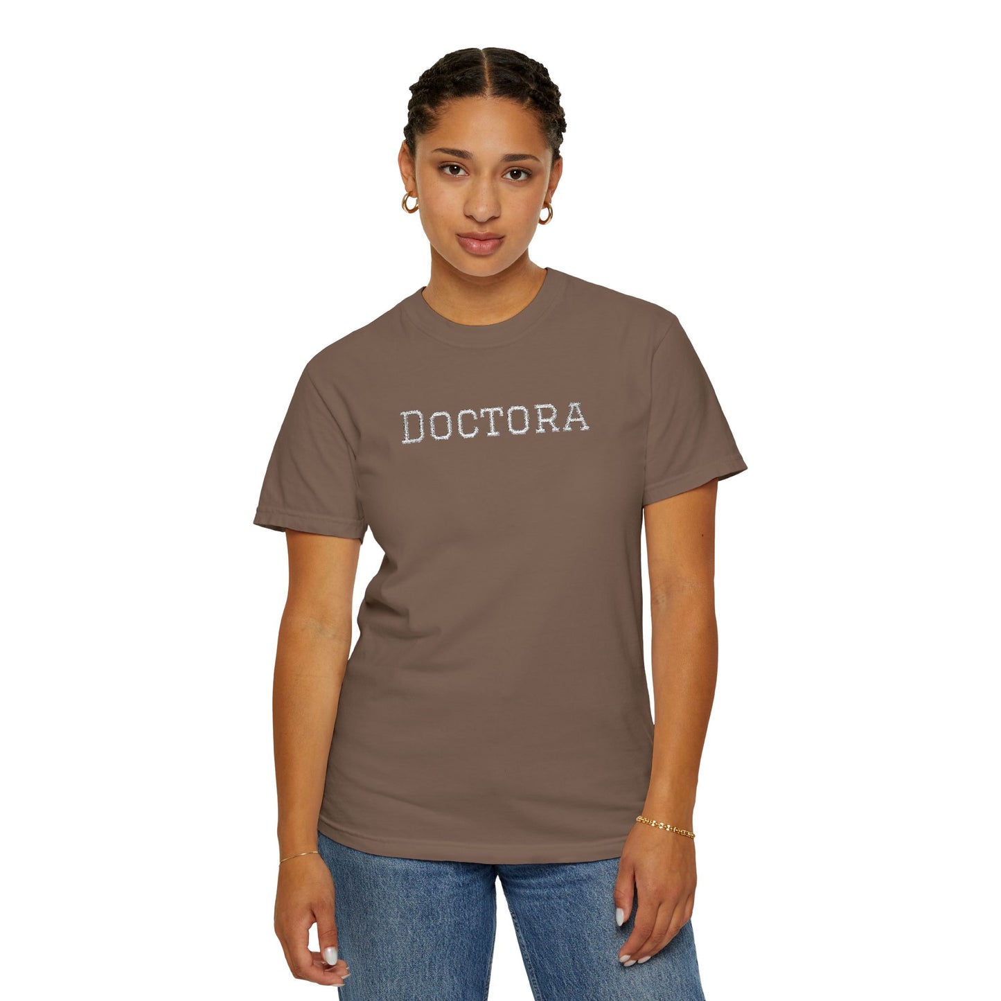 Embroidered Doctora T-Shirt — Feminine Doctor Shirt for Professionals