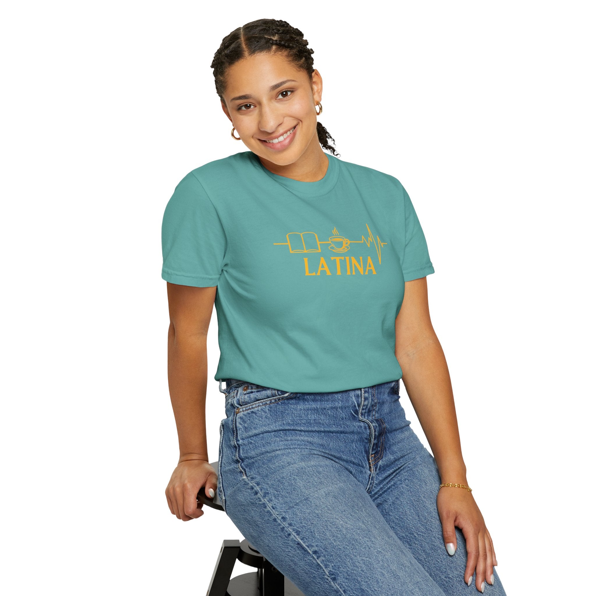 Latina with Coffee & Book Heartbeat T-Shirt