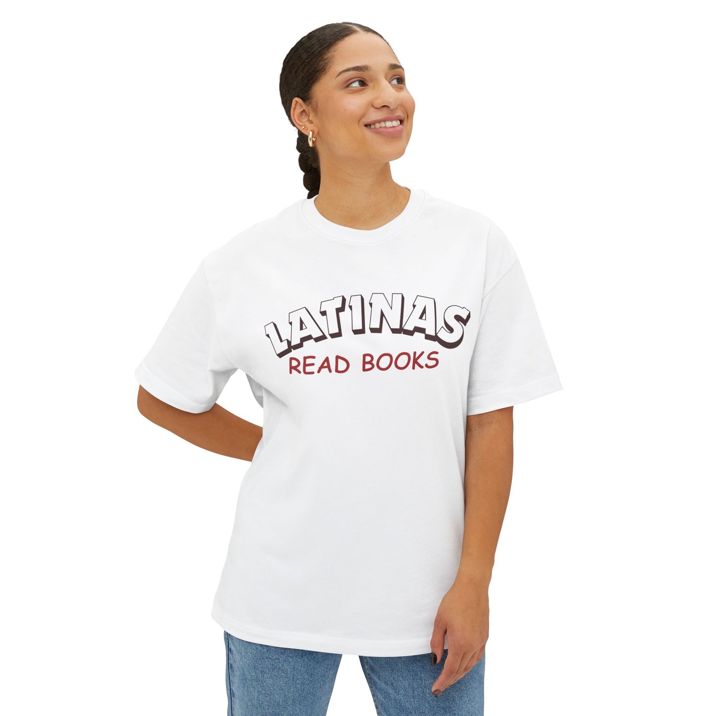 Latinas Read Books Unisex Oversized Boxy TShirt