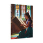 Canvas Wall Art - Latina Reading Magical Book in Library