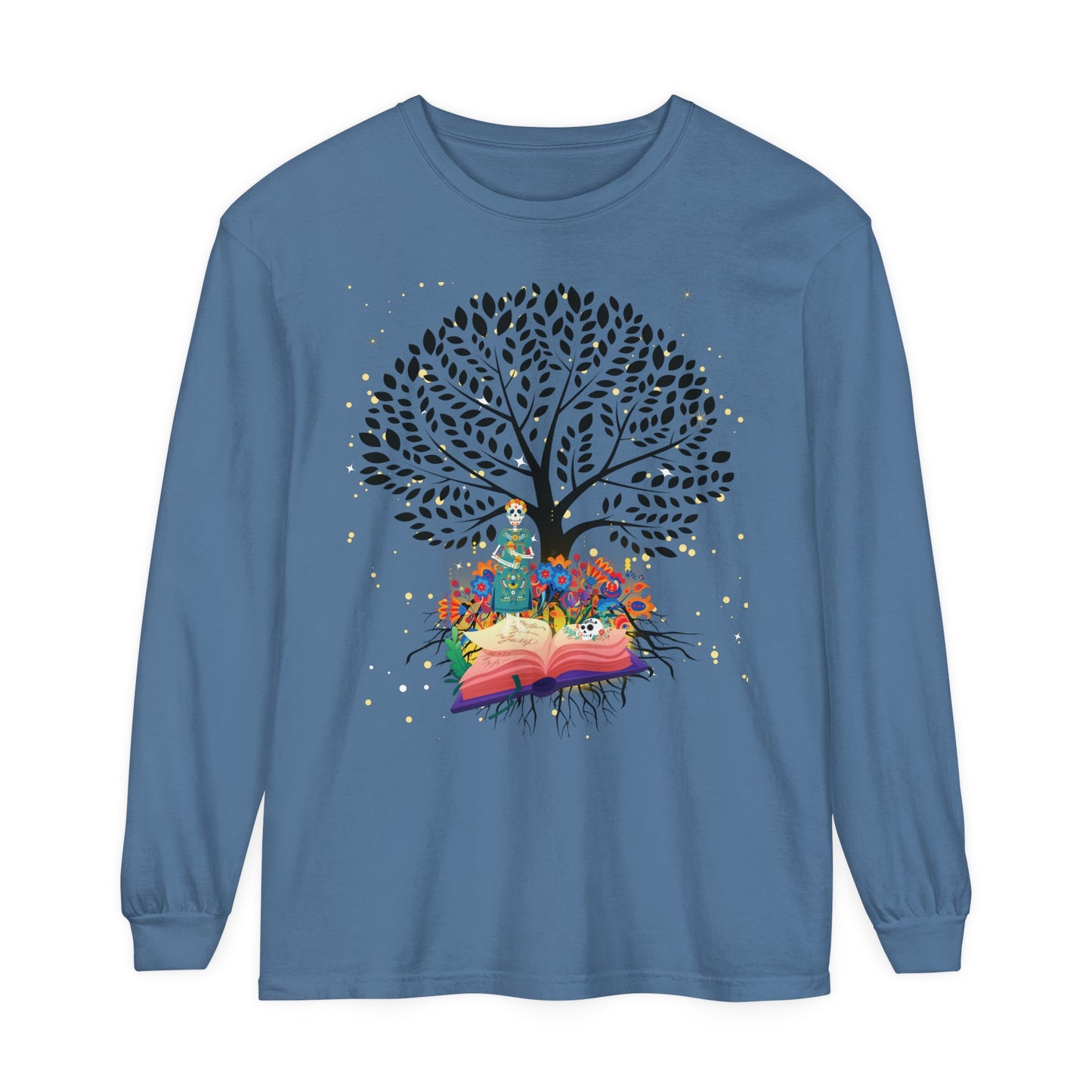 Long Sleeve T-Shirt - Magical Tree with Catrina and Roots Design