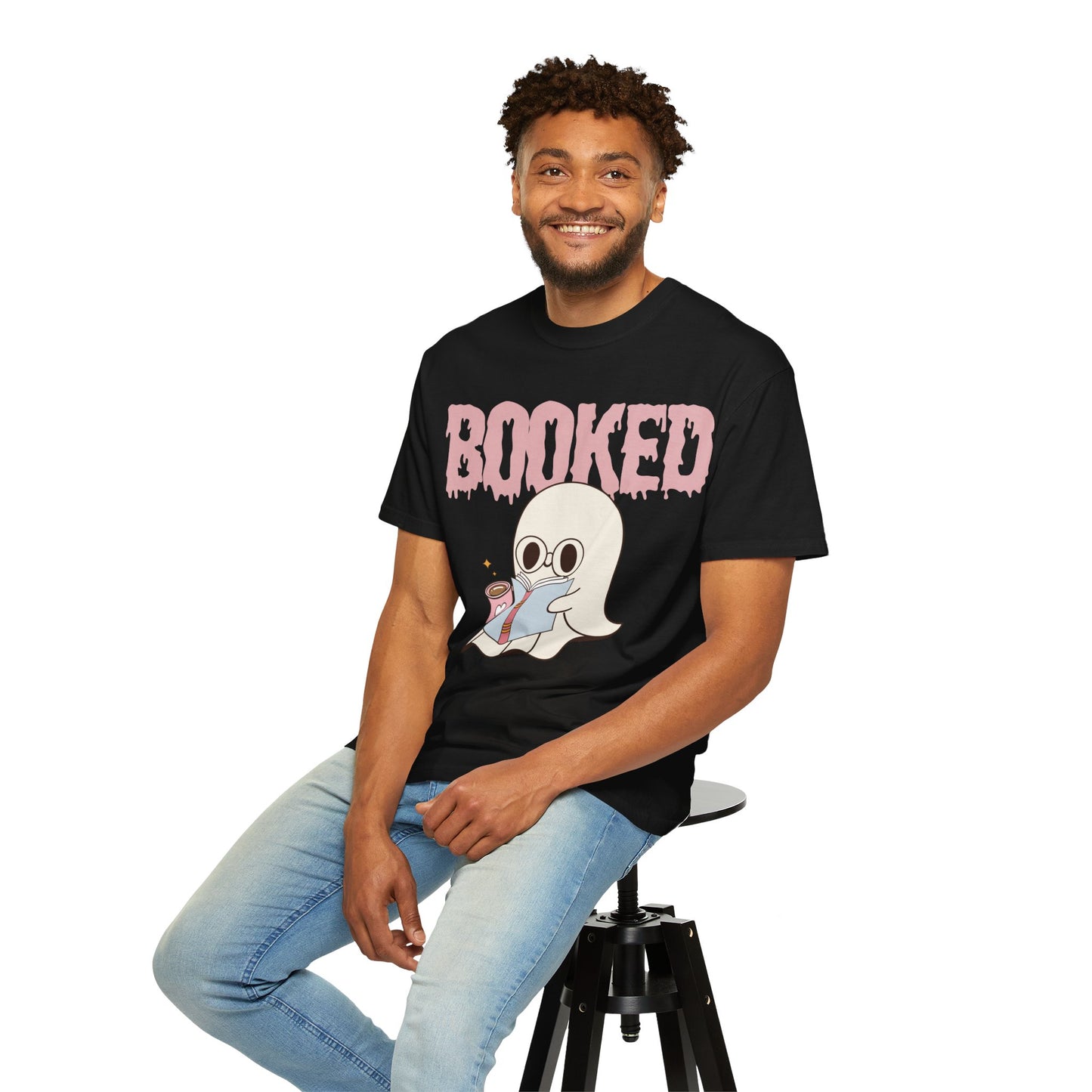 Booked Ghost with Coffee Unisex T-shirt