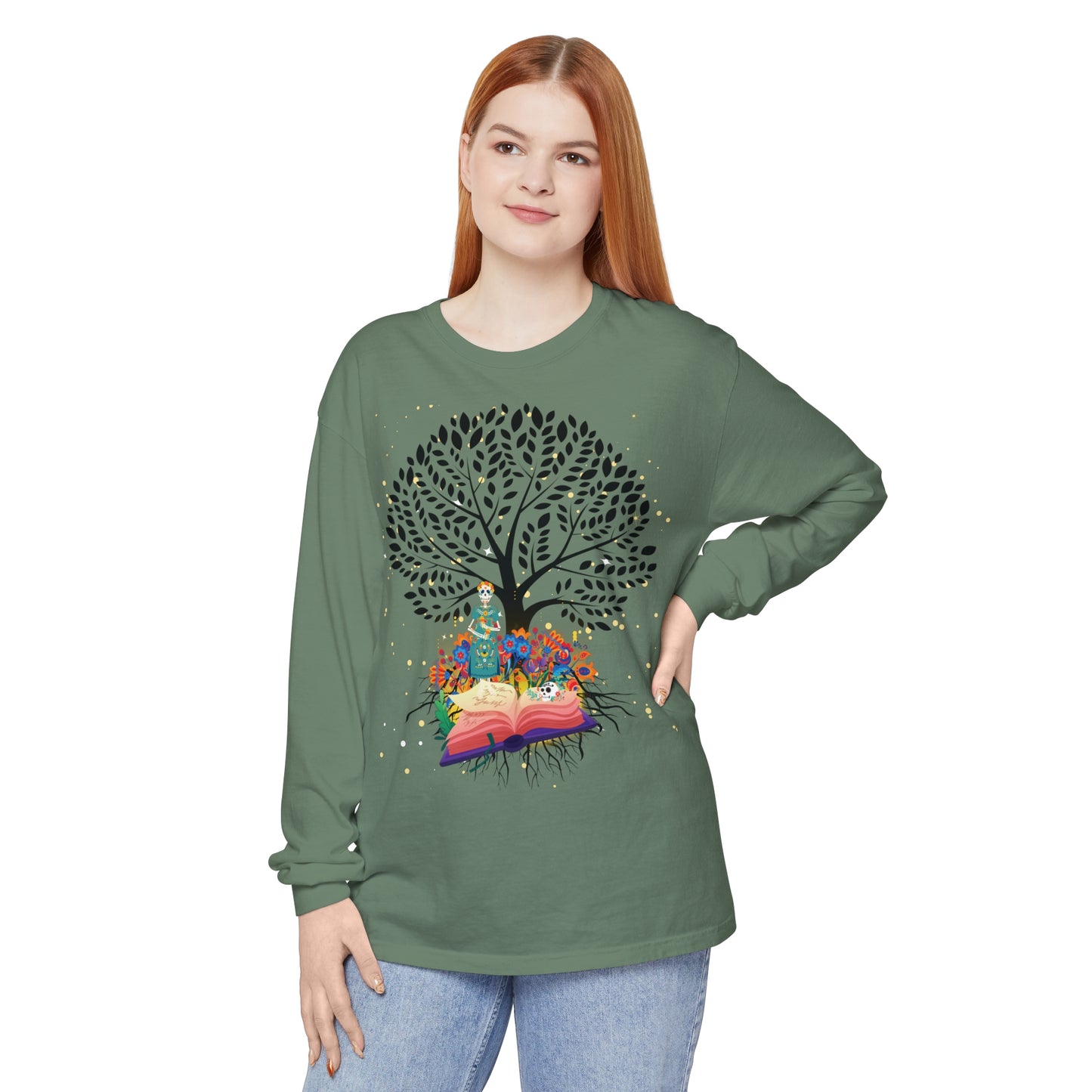 Long Sleeve T-Shirt - Magical Tree with Catrina and Roots Design