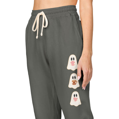 Fleece Sweatpants - Concha Season with Ghosts Eating Conchas Design