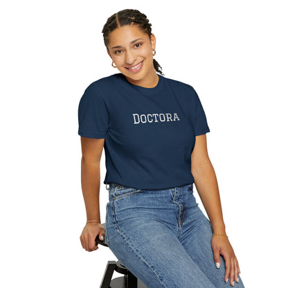 Embroidered Doctora T-Shirt — Feminine Doctor Shirt for Professionals