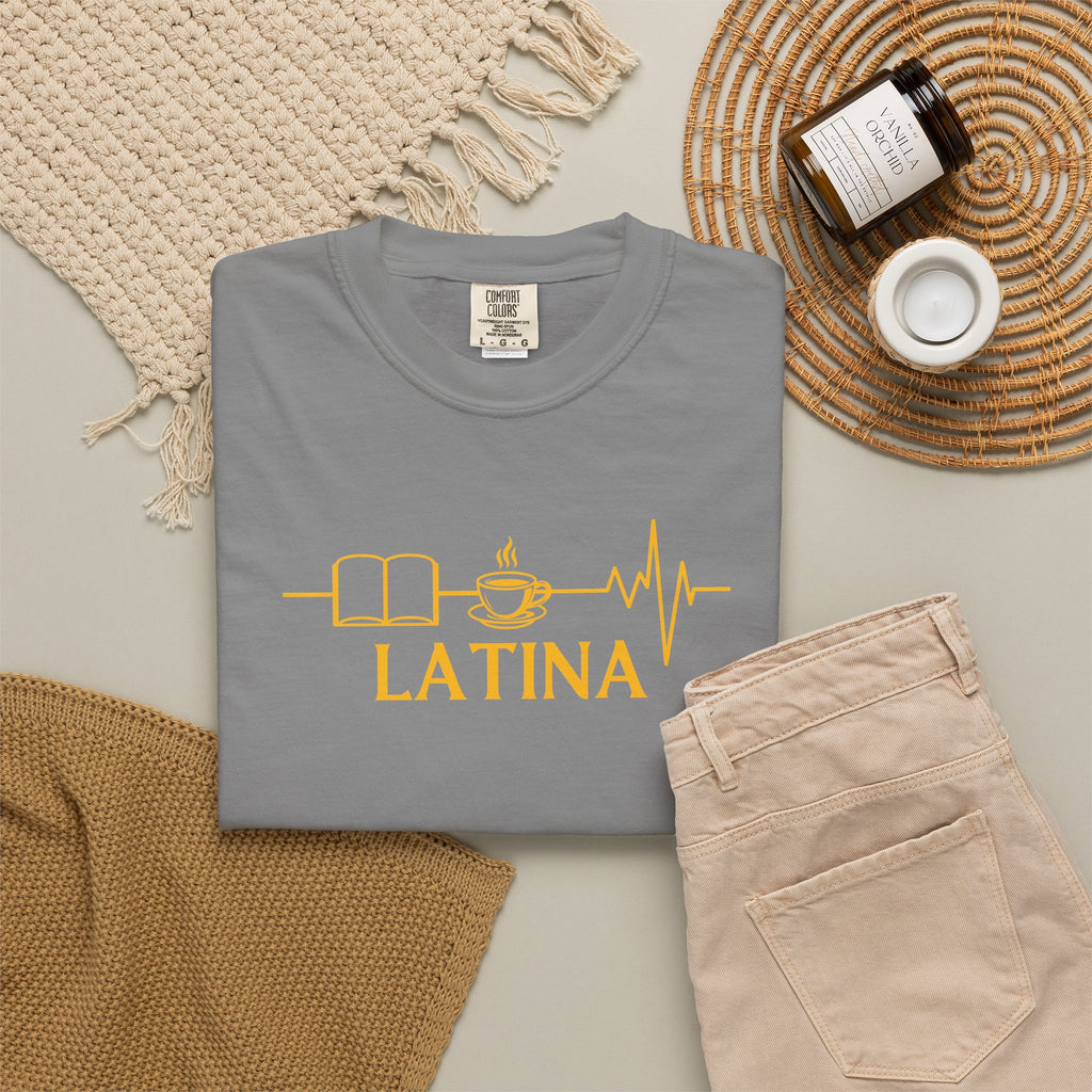 Latina with Coffee & Book Heartbeat T-Shirt