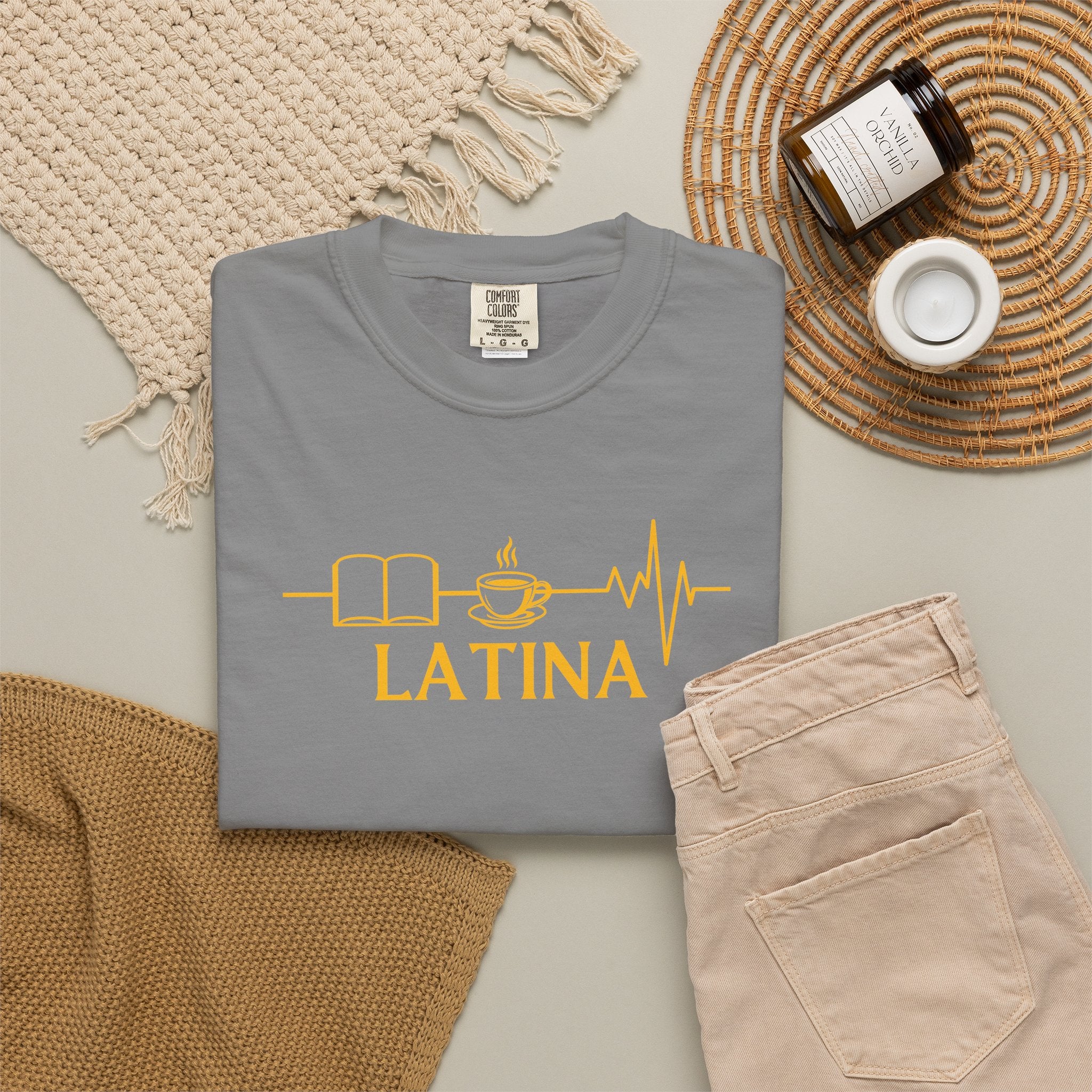 Latina with Coffee & Book Heartbeat T-Shirt