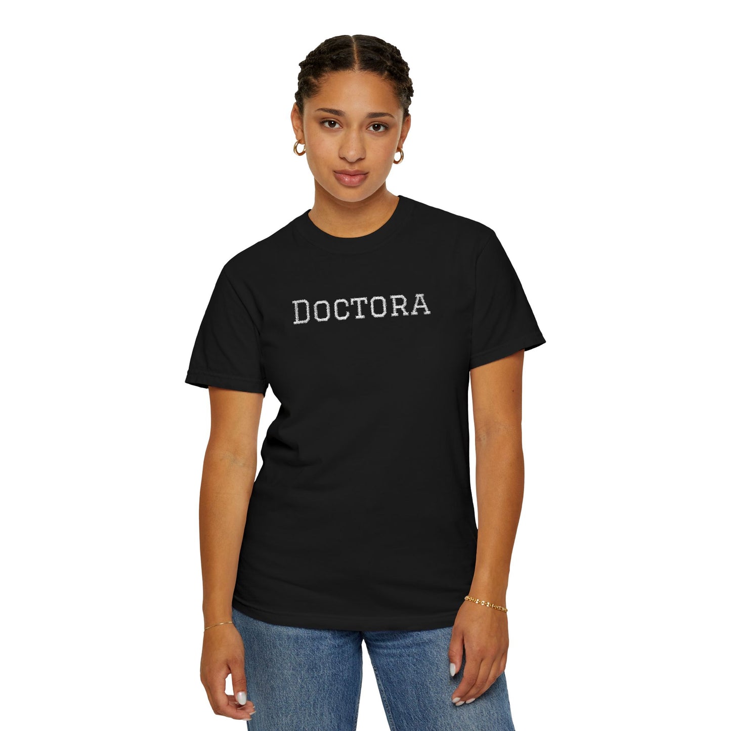 Embroidered Doctora T-Shirt — Feminine Doctor Shirt for Professionals
