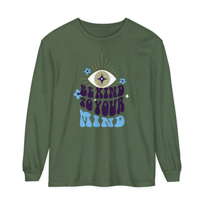 Long Sleeve T-Shirt Be Kind to Your Mind Ojo Design