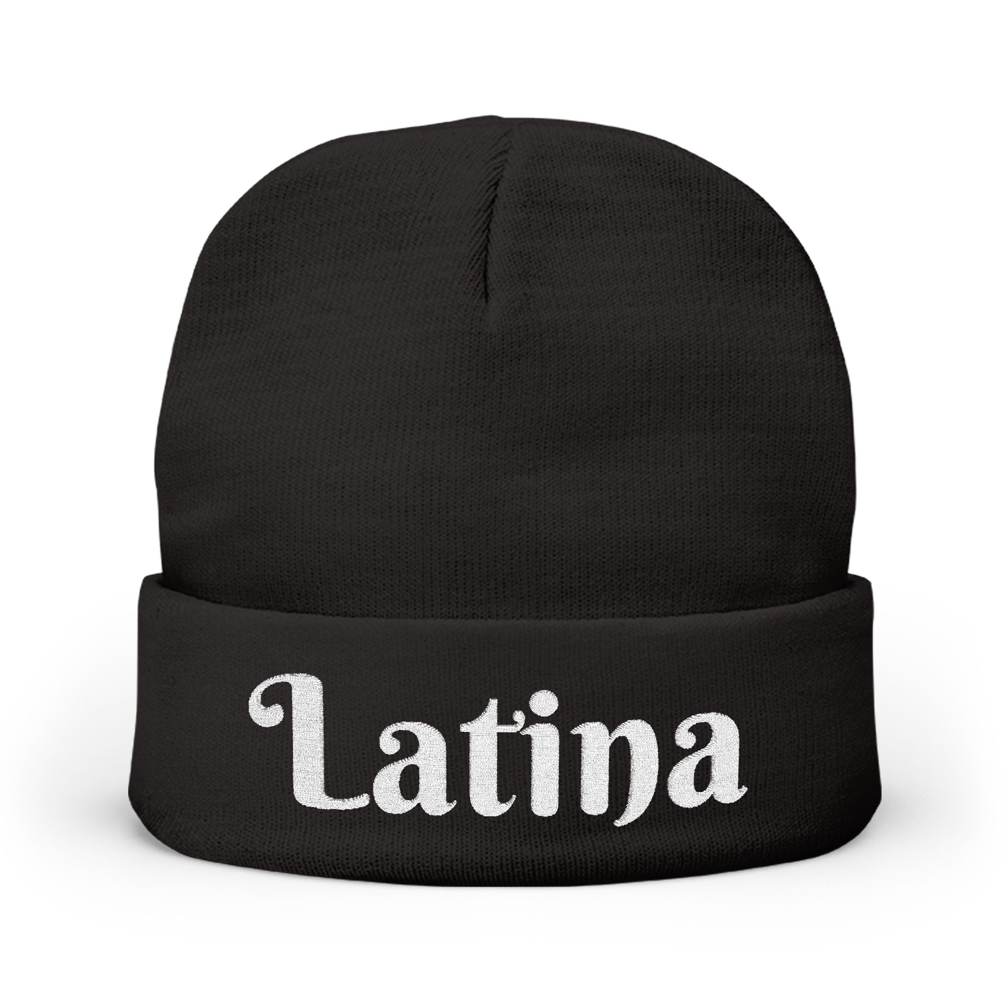 Chic Embroidered Knit Beanie - Stylish Winter Accessory for Trendsetters, Perfect Gift for Latina Pride, Cozy Headwear for Every Occasion