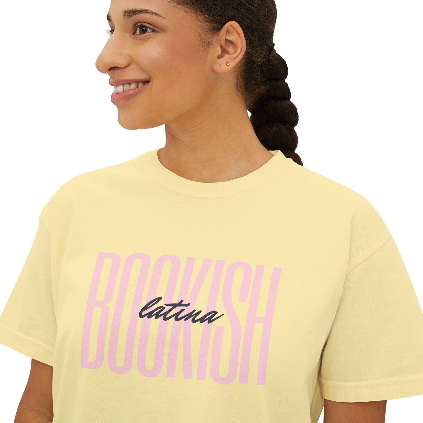 Boxy Tee - Bookish Latina Graphic Shirt for Women