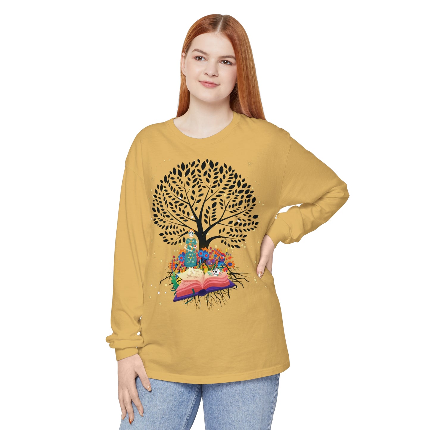 Long Sleeve T-Shirt - Magical Tree with Catrina and Roots Design