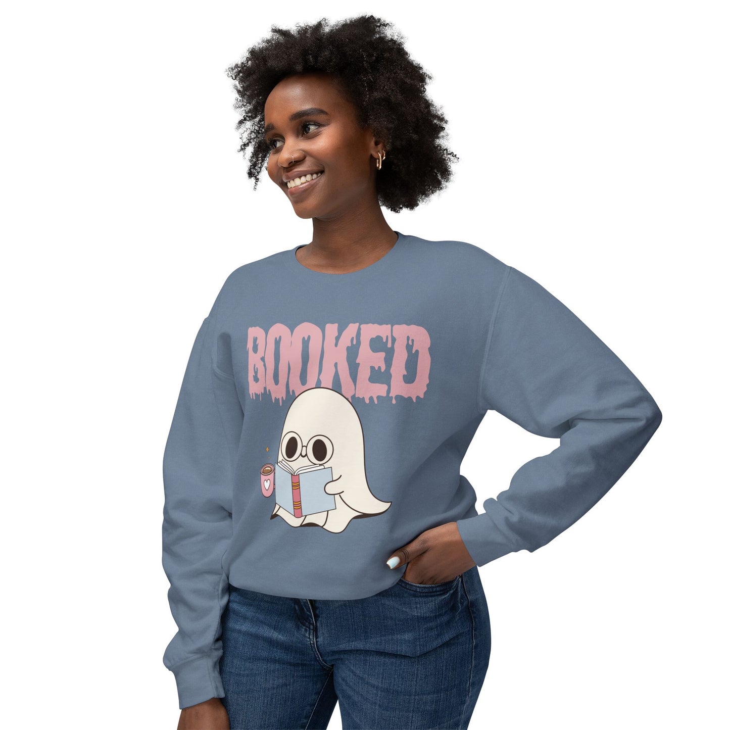 Ghost Reading Book Lightweight Sweatshirt