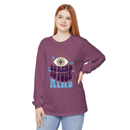 Long Sleeve T-Shirt Be Kind to Your Mind Ojo Design