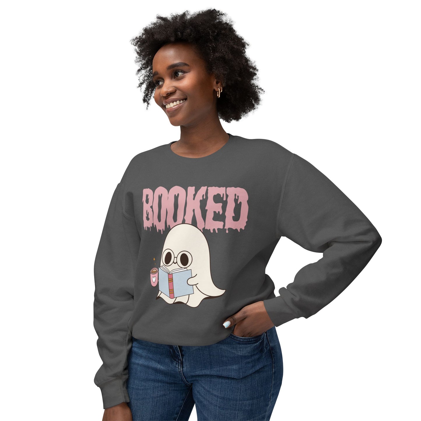 Ghost Reading Book Lightweight Sweatshirt