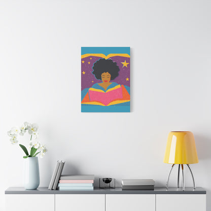 Canvas Print Afro Latina Reading Wall Art