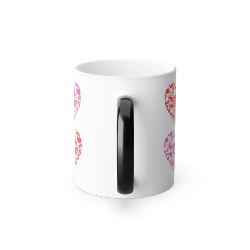 Color Morphing Mug - Red and Pink Hearts Made of Books