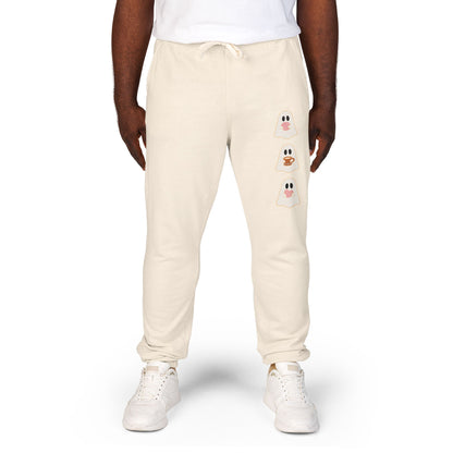 Fleece Sweatpants - Concha Season with Ghosts Eating Conchas Design