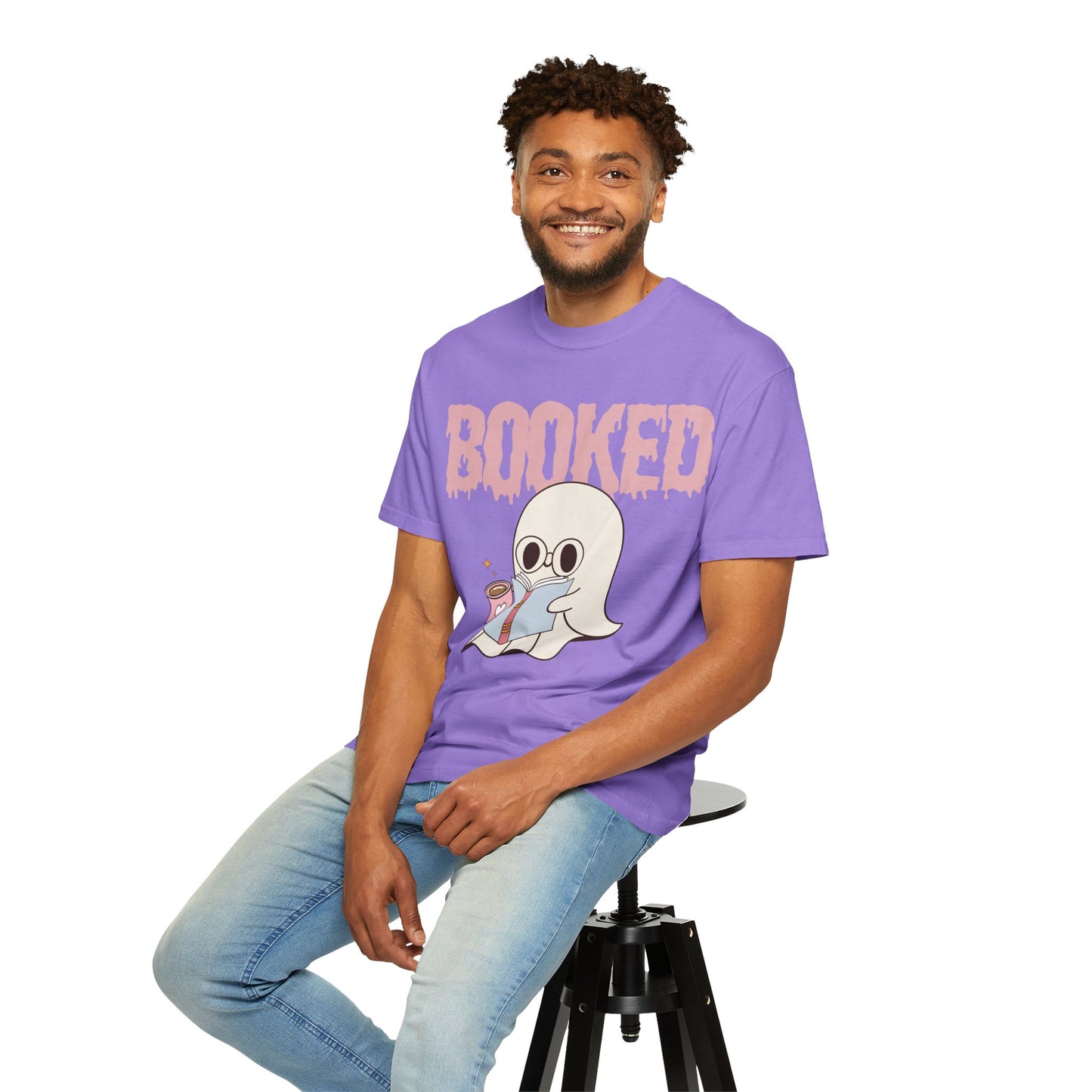 Booked Ghost with Coffee Unisex T-shirt