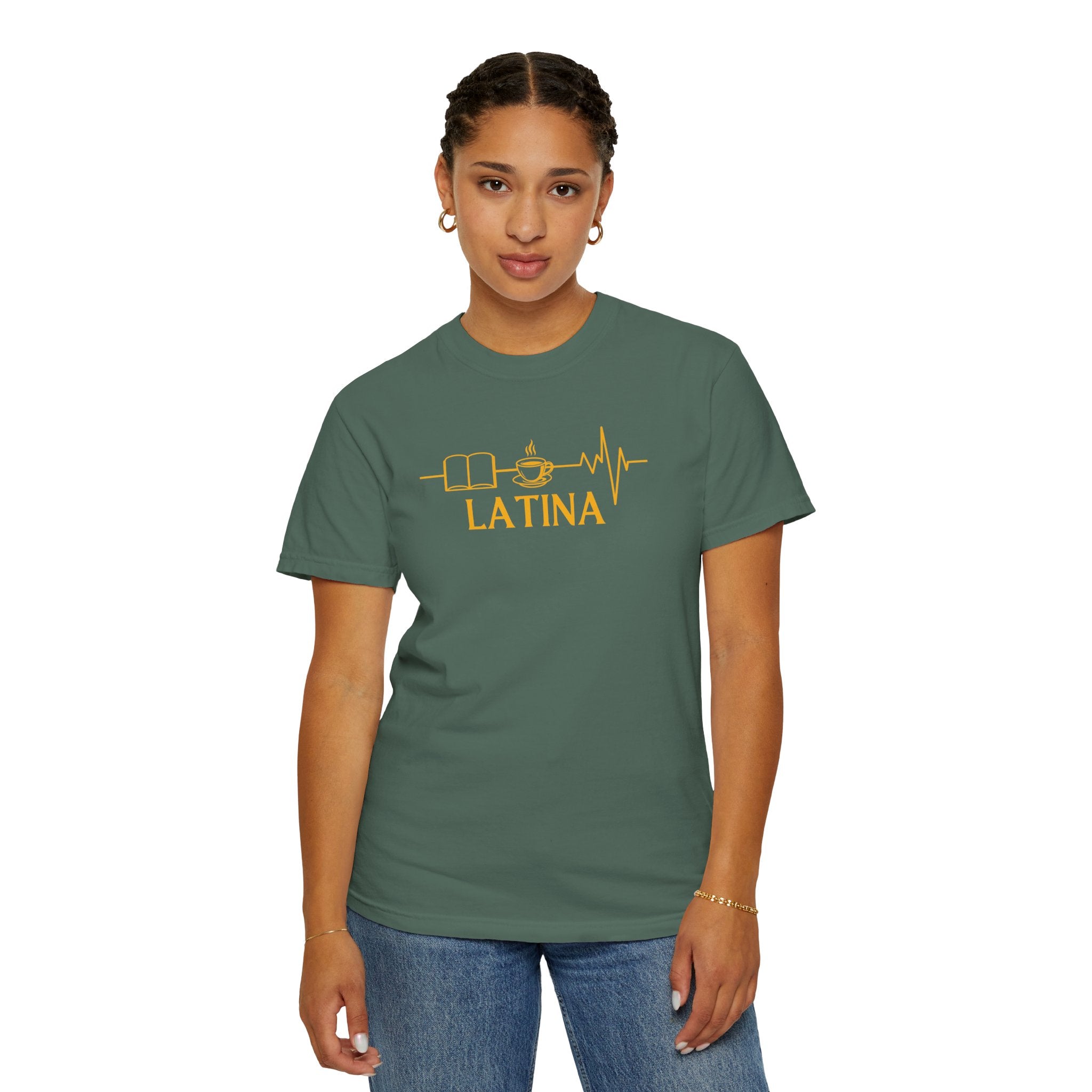 Latina with Coffee & Book Heartbeat T-Shirt