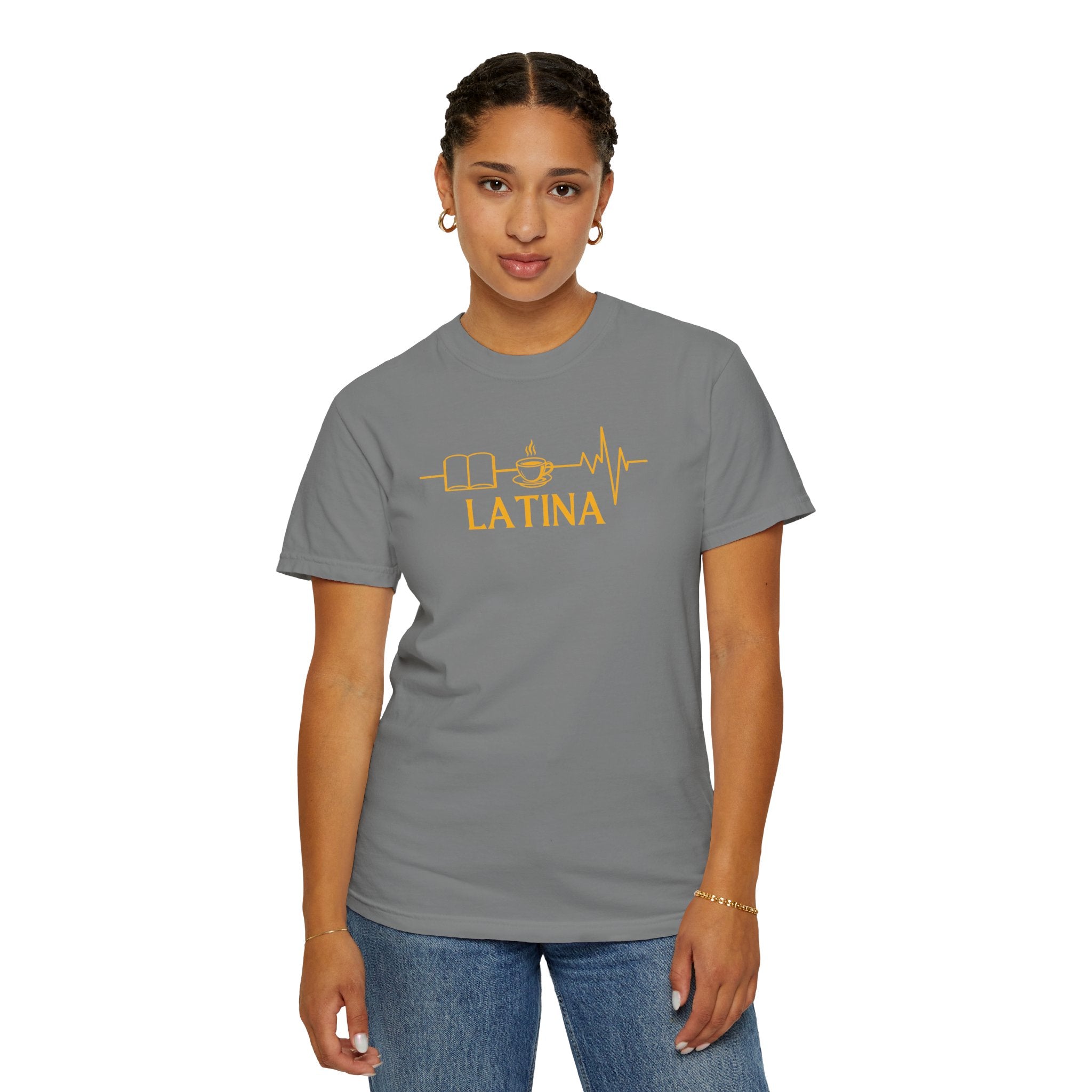 Latina with Coffee & Book Heartbeat T-Shirt