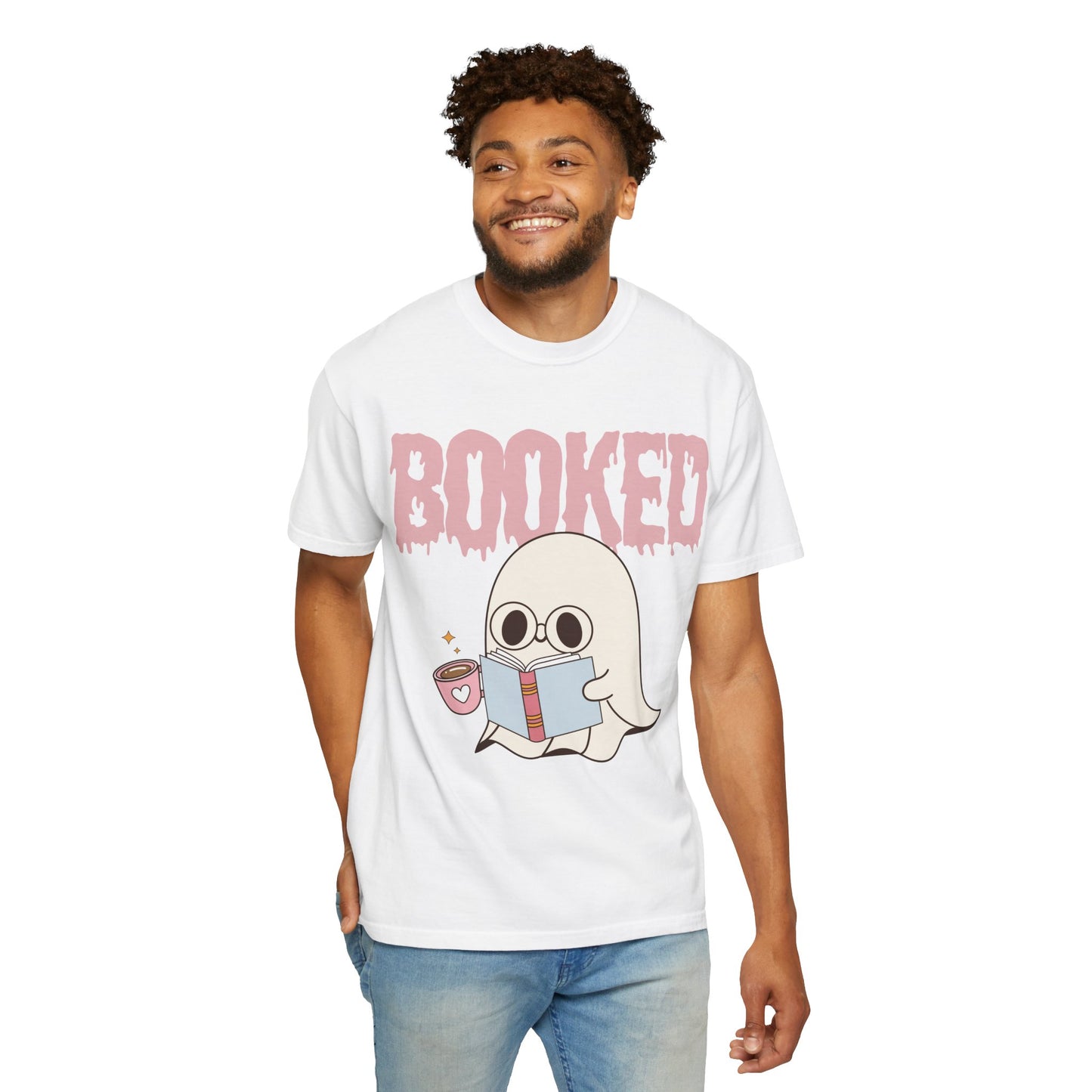 Booked Ghost with Coffee Unisex T-shirt