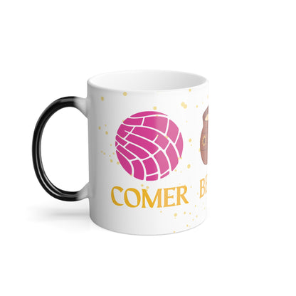 Comer, Beber, Leer Color Morphing Mug, 11oz