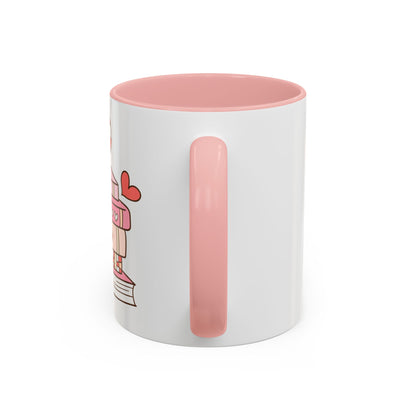 Mug - Pink and Red Stack of Books with Hearts Coffee Mug (11, 15oz)